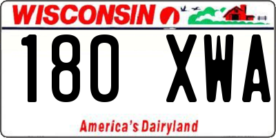WI license plate 180XWA
