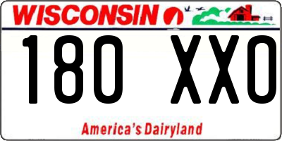 WI license plate 180XXO