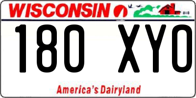 WI license plate 180XYO