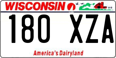 WI license plate 180XZA