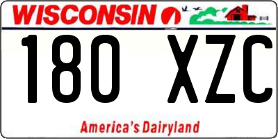 WI license plate 180XZC