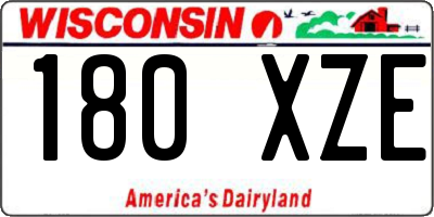 WI license plate 180XZE