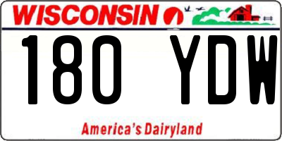 WI license plate 180YDW