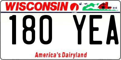 WI license plate 180YEA