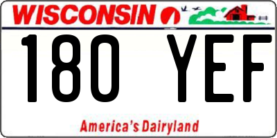WI license plate 180YEF