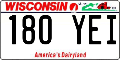 WI license plate 180YEI