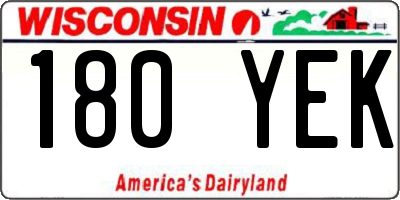 WI license plate 180YEK