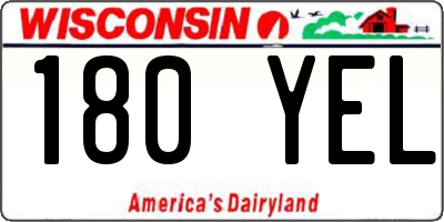 WI license plate 180YEL