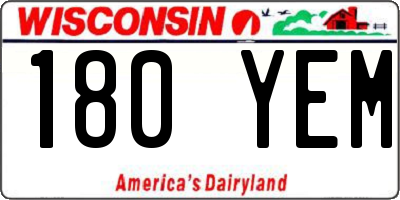 WI license plate 180YEM