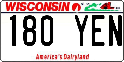 WI license plate 180YEN