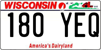 WI license plate 180YEQ