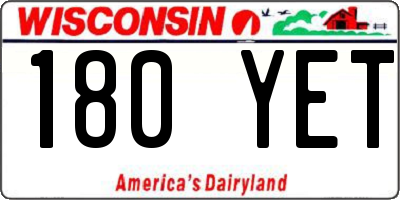 WI license plate 180YET