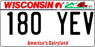 WI license plate 180YEV