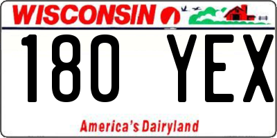 WI license plate 180YEX
