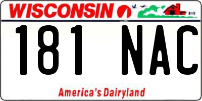 WI license plate 181NAC