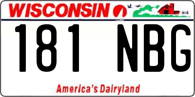 WI license plate 181NBG