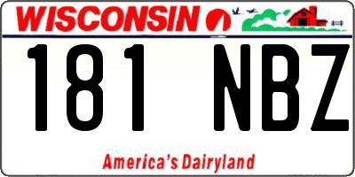 WI license plate 181NBZ