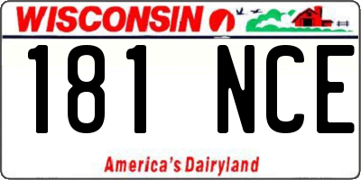 WI license plate 181NCE
