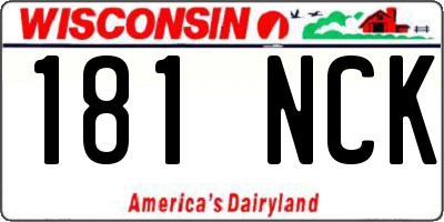 WI license plate 181NCK