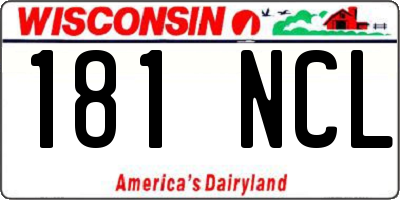 WI license plate 181NCL