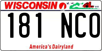 WI license plate 181NCO