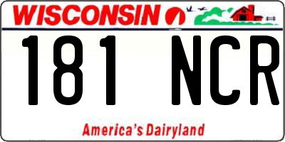WI license plate 181NCR