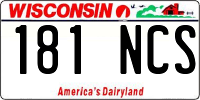 WI license plate 181NCS
