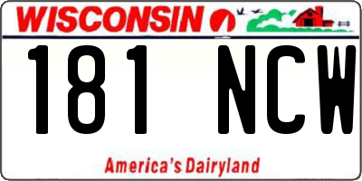 WI license plate 181NCW