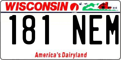 WI license plate 181NEM