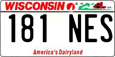 WI license plate 181NES