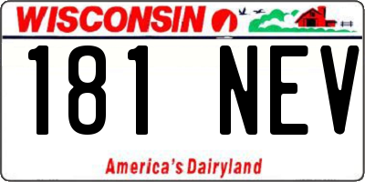 WI license plate 181NEV