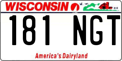 WI license plate 181NGT