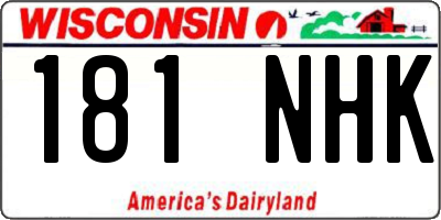 WI license plate 181NHK