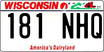 WI license plate 181NHQ