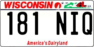 WI license plate 181NIQ