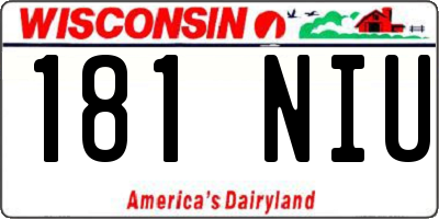 WI license plate 181NIU