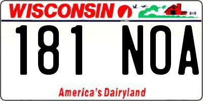 WI license plate 181NOA
