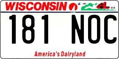 WI license plate 181NOC
