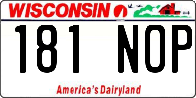 WI license plate 181NOP