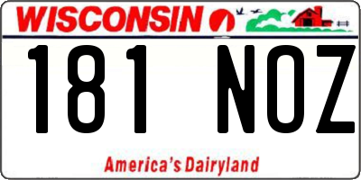 WI license plate 181NOZ
