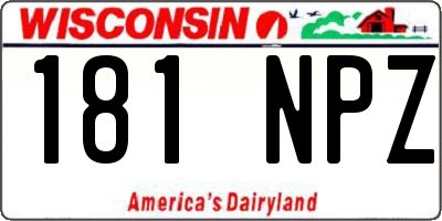 WI license plate 181NPZ