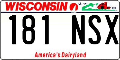 WI license plate 181NSX