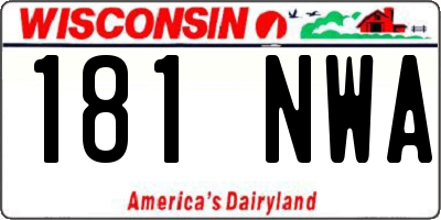 WI license plate 181NWA
