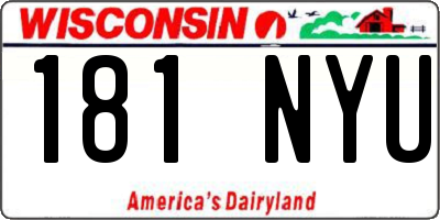 WI license plate 181NYU