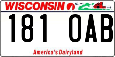 WI license plate 181OAB