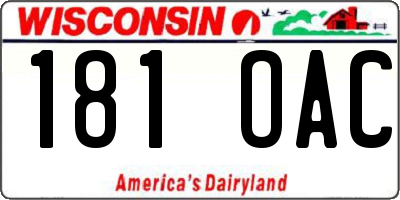 WI license plate 181OAC