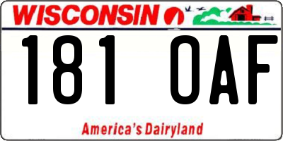 WI license plate 181OAF
