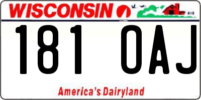 WI license plate 181OAJ