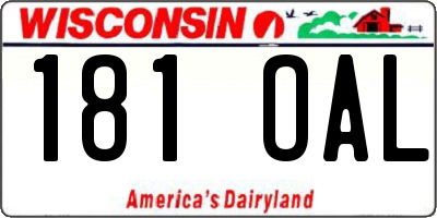 WI license plate 181OAL