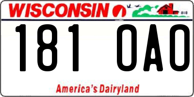 WI license plate 181OAO